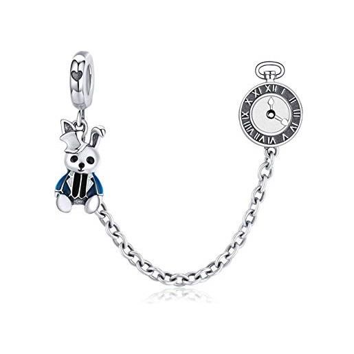 YiRong Jewelry catena di sicurezza in argento sterling 925 con chiusura a clip, per braccialetti pandora, argento sterling