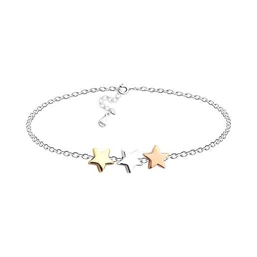 Sofia Milani - bracciale da donna in argento 925 - ciondolo a stella - placcato in oro/oro rosa - tricolore - b0279