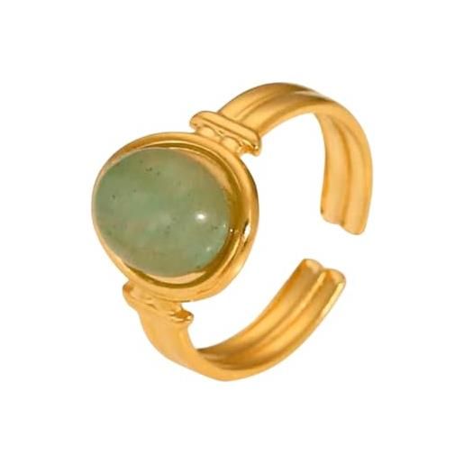 GOLDENCAT joyful, anello pietra ametista, anello regolabile, anello adattabile, anello acciaio dorato con pietra colorata, acciaio inossidabile, bagno oro 14k, adaptable, acciaio inossidabile