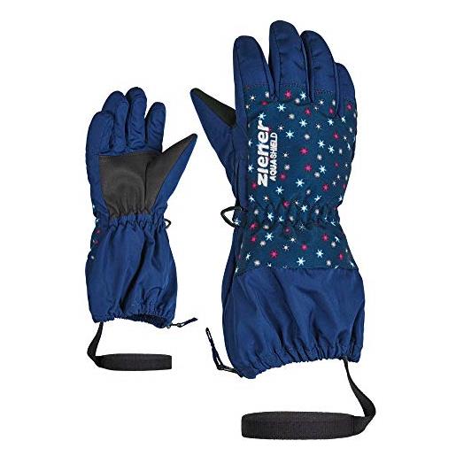 Ziener levio as(r) minis glove, guanti da sci/sport invernali, impermeabili, traspiranti unisex baby, stampa fiocco di neve, 116