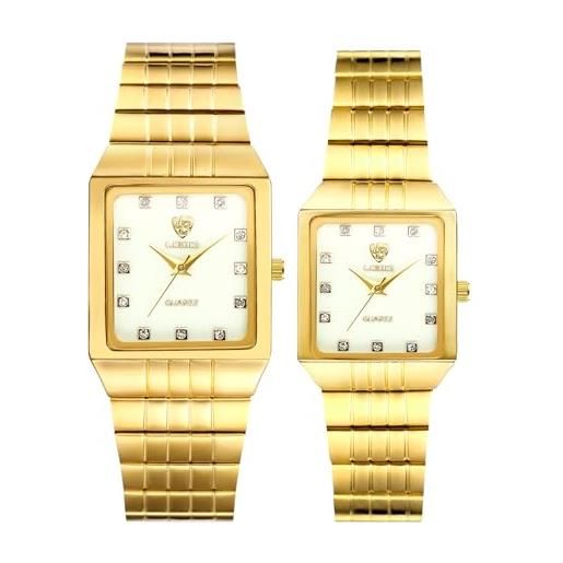 Jewelrywe orologio da polso diamante impermeabile: orologio con zircone da uomo donna quadrante quadrato in acciaio inossidabile orologio da fidanzati al lavoro lusso