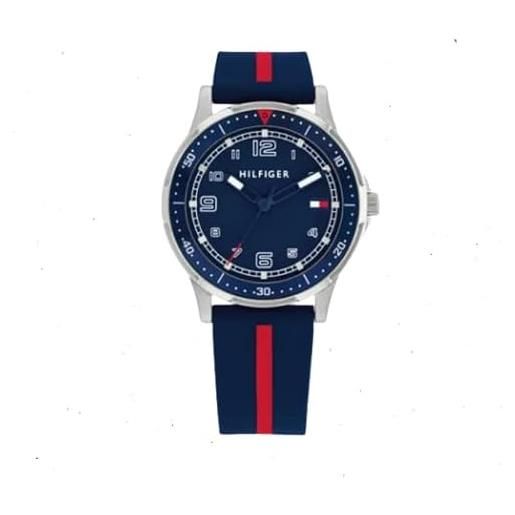 Tommy Hilfiger orologio analogico per bambini con cinturino in silicone blu marino con striscia rossa -1720036 -, blu navy, striscia