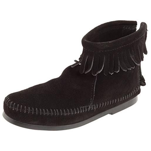 Minnetonka back zipper boot, stivaletti unisex - bambini, nero (black), 25.5 eu