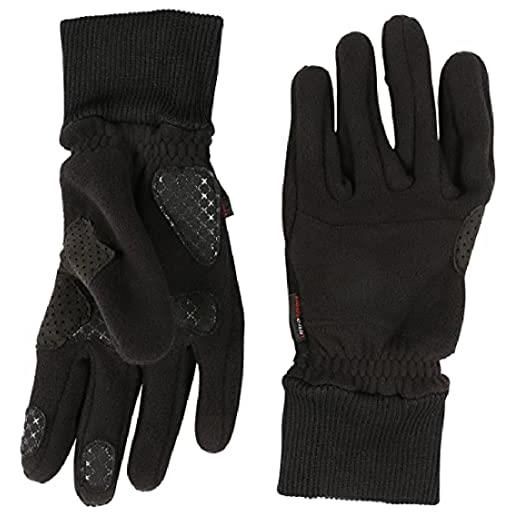 Ultrasport basic cozy guanti con dita da donna e uomo in pile, invernali con grip zone per andare in bicicletta e altre attività outdoor, nero, l
