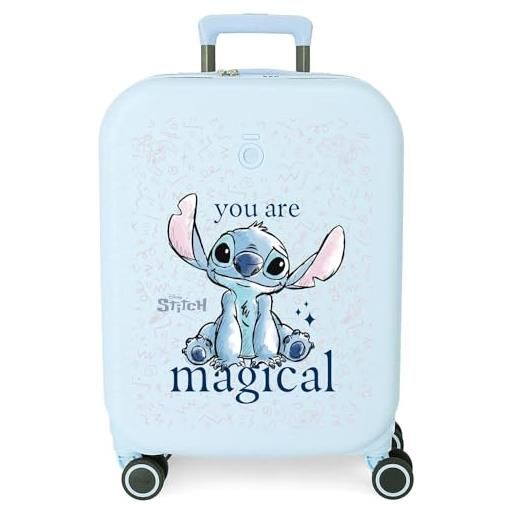 Disney joumma stitch you are magical valigia da cabina blu 40 x 55 x 20 cm rigida abs chiusura tsa 37l 3,22 kg 4 ruote doppie bagaglio a mano, blu, valigia cabina