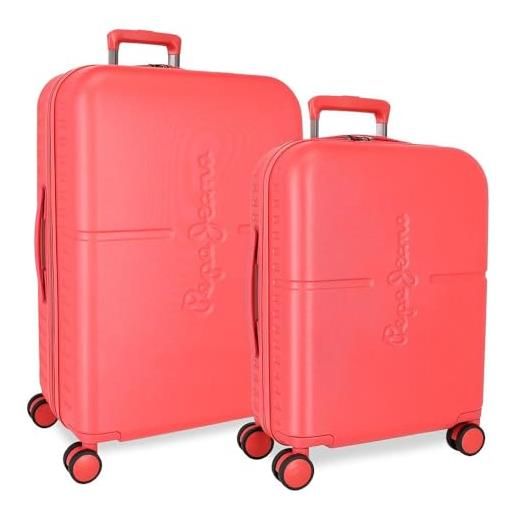Pepe Jeans highlight set di valigie rosso 55/70 cm rigido abs chiusura tsa integrata 116l 7,54 kg 4 ruote doppie bagaglio mano by joumma bags, rosso, set di valigie