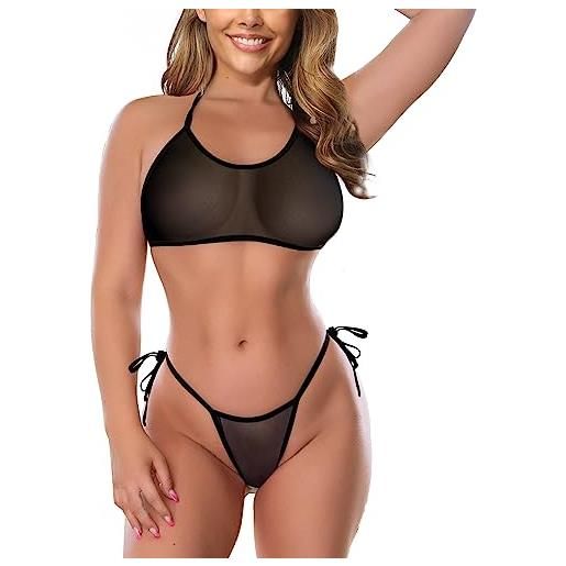 SHERRYLO, micro bikini trasparente con perizoma, costume da bagno da donna, sexy, esotico, taglia unica