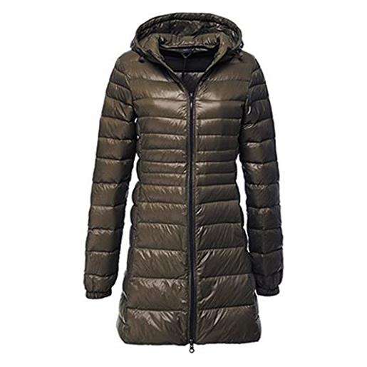 Z-BAIBAO 7xl 8xl plus long down jacket donne inverno ultra leggero piumino con cappuccio piumino, verde militare, 8x-large