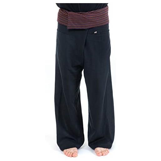 FANTAZIA pantaloni tailandesi neri a righe nere - taglia unica - 100% cotone - nero - maternità - comodi e originali - creati in francia, fabbricazione etica dal 2004, nero , taglia unica