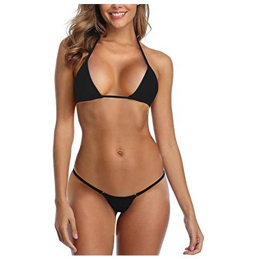 SHERRYLO donna mini micro bikini parte superiore del triangolo perizoma inferiore vestito di nuoto grande nero
