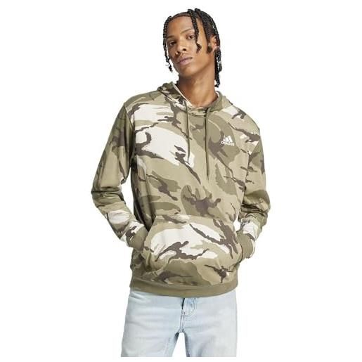 adidas seasonal essentials camouflage hoodie maglia di tuta, olive strata, l men's