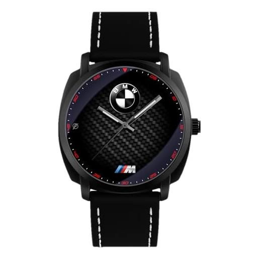 360 tech orologio da polso nero opaco con cinturino in pelle pu movimento giapponese ispirato alla bmw angel eyes m3 m4 sport m performance (carbon look)