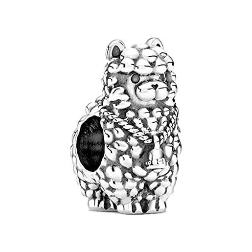 SANHUA s925 argento fluffy alpaca charm beads adatto per il braccialetto gioielli fai da te originali regali per le signore