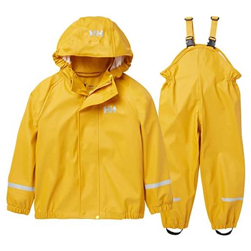 Helly Hansen k bergen 2.0 pu rainset completo da pioggia giacca e salopette, unisex bambini, giallo (344 essential yellow), 6 anni
