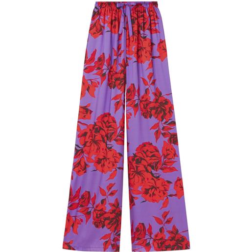 AZ FACTORY pantaloni a palazzo con stampa hibiscus - viola