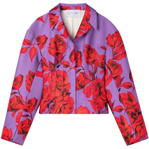 AZ FACTORY giacca crop hibiscus con stampa - viola
