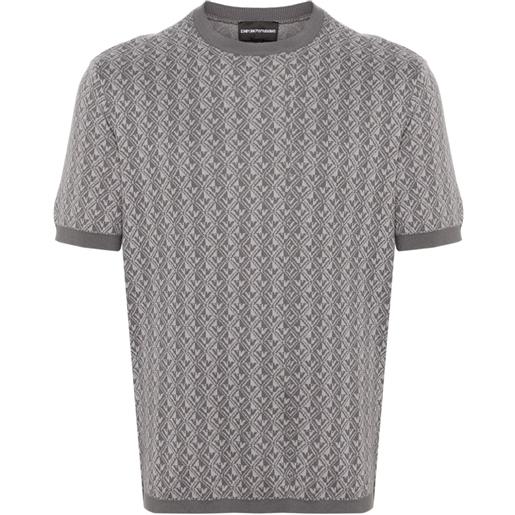 Emporio Armani t-shirt con logo jacquard - grigio
