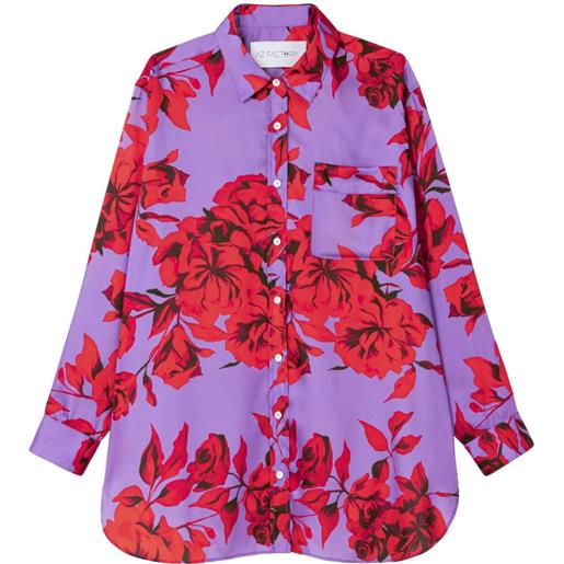 AZ FACTORY camicia con stampa hibiscus - viola