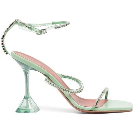 Amina Muaddi sandali gilda glass 70mm con cristalli - verde