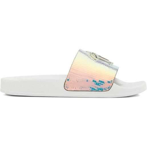 Giuseppe Zanotti sandali slides brett con effetto iridescente - bianco
