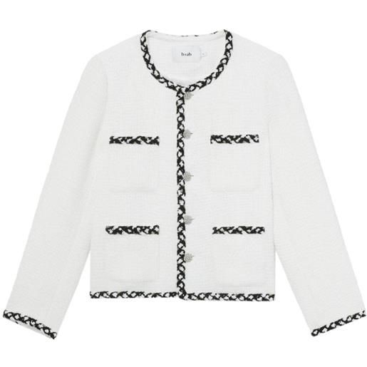 b+ab braided-trim tweed jacket - bianco