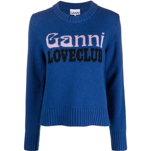 GANNI maglione con logo - blu