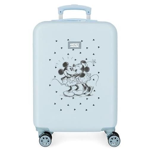 Disney joumma mickey e minnie kisses valigia da cabina blu 38 x 55 x 20 cm rigida abs chiusura a combinazione laterale 35 l 2 kg 4 ruote doppie bagaglio a mano, blu, valigia cabina