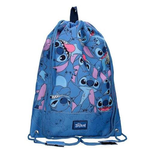 Disney joumma Disney happy stitch zaino sacco blu 30x40 cm poliestere, blu, zaino sacco