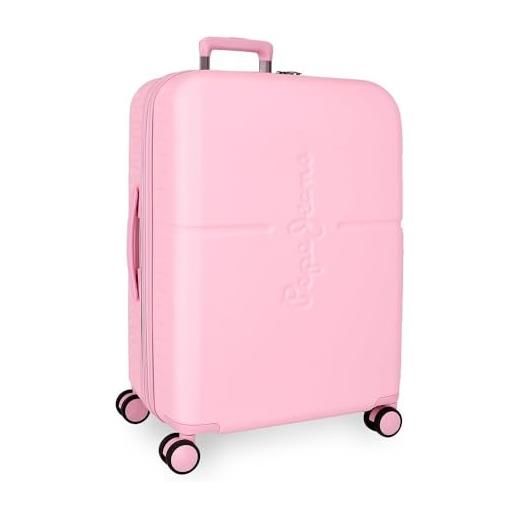 Pepe Jeans highlight valigia media rosa 48 x 70 x 28 cm rigida abs chiusura tsa integrata 79 l 3,22 kg 4 ruote doppie by joumma bags, rosa, valigia media