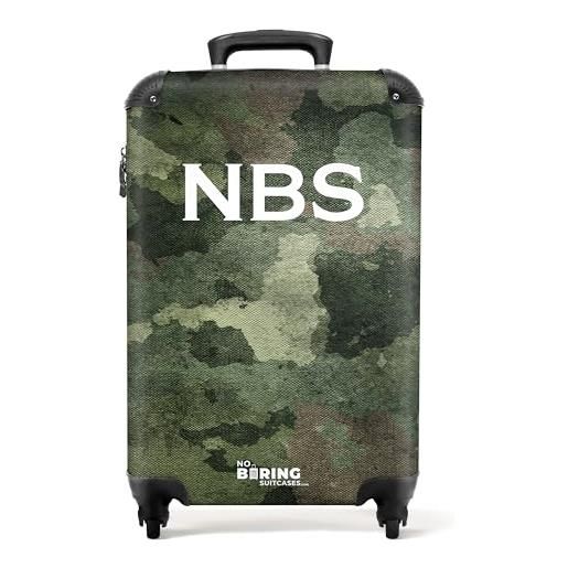 NoBoringSuitcases.com valigia modello, motivo mimetico verde, handgepäck, bagaglio per bambini
