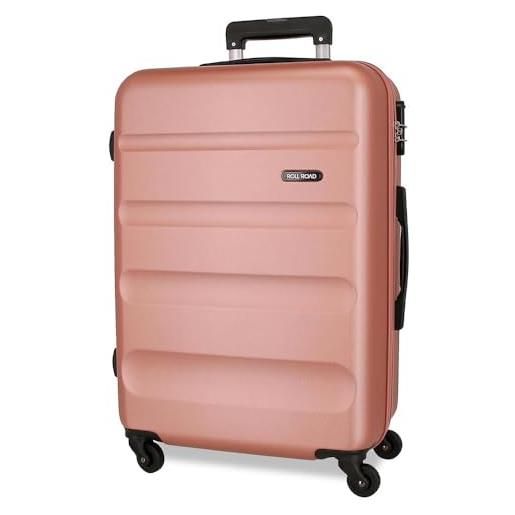 ROLL ROAD flex valigia grande nude 51x75x28 cm rigida abs chiusura a combinazione laterale 91l 3,96 kg 4 ruote, rosa, taglia unica, valigia grande