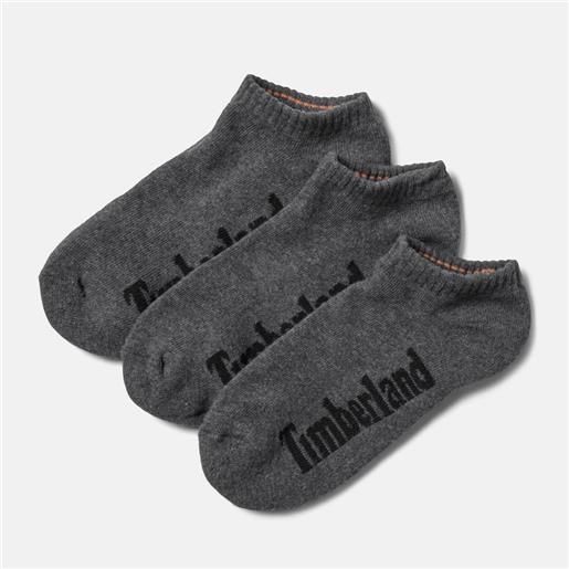 Timberland tre paia di calzini sportivi stratham core da uomo in grigio scuro grigio scuro