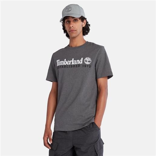 Timberland t-shirt con logo outdoor heritage da uomo in grigio scuro grigio scuro