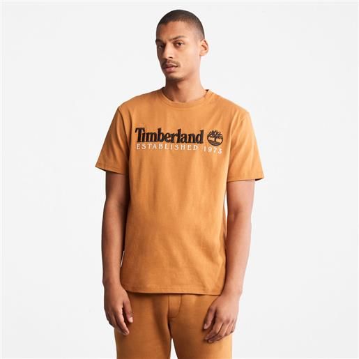 Timberland t-shirt con logo heritage outdoor da uomo in arancione arancione