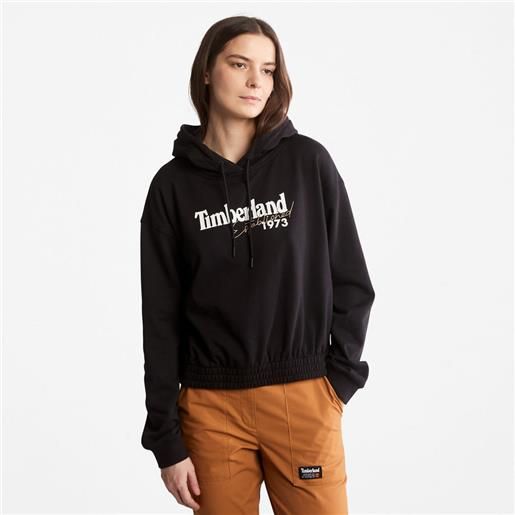 Timberland felpa da donna con cappuccio e logo established 1973 in colore nero colore nero