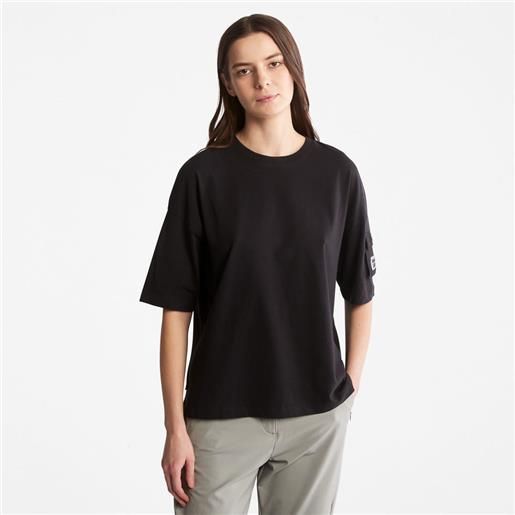 Timberland t-shirt da donna con taschino progressive utility in colore nero colore nero
