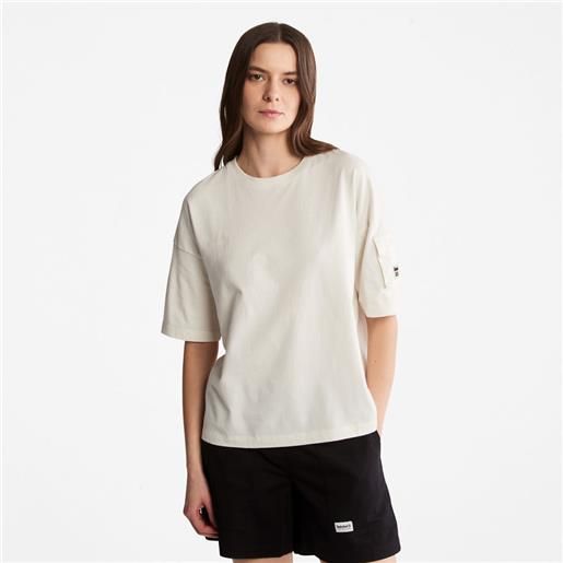 Timberland t-shirt da donna con taschino progressive utility in bianco bianco