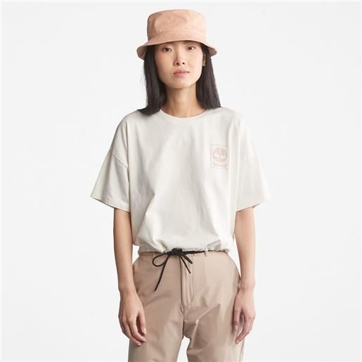 Timberland t-shirt corta da donna con coulisse in bianco bianco