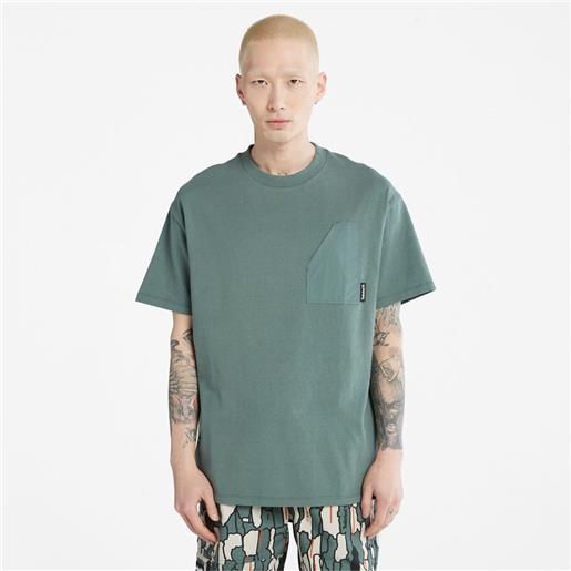 Timberland t-shirt da uomo con tasca progressive utility in verde verde