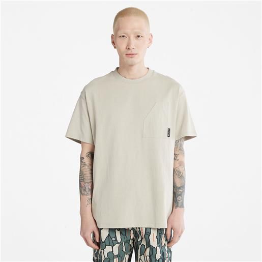Timberland t-shirt da uomo con tasca progressive utility in grigio grigio chiaro