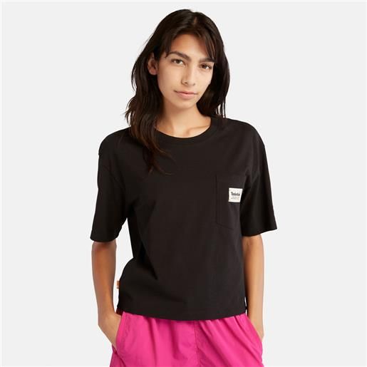 Timberland t-shirt con tasca da donna in colore nero colore nero