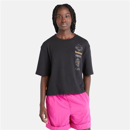 Timberland t-shirt con grafica timberfresh da donna in colore nero colore nero