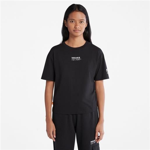 Timberland t-shirt con tecnologia tencel x refibra da donna in colore nero colore nero