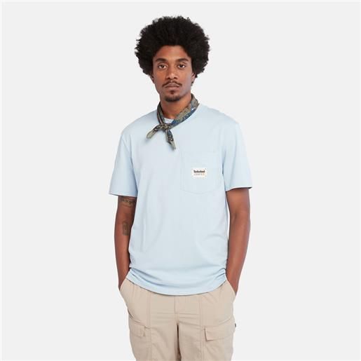 Timberland t-shirt con tasca in cotone da uomo in blu marino blu marino