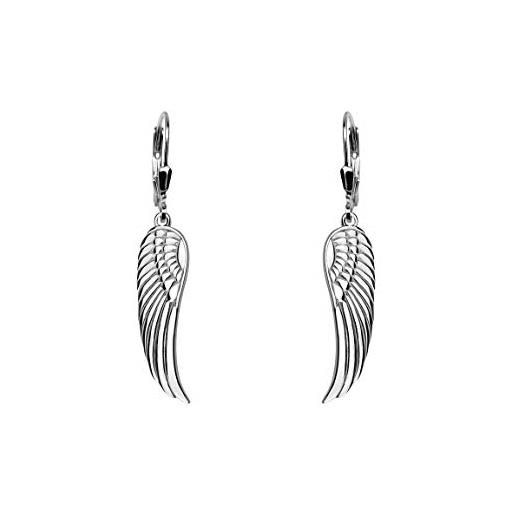 Sofia milani - orecchini donna argento 925 - orecchini pendenti a piuma ala angelo - 20495