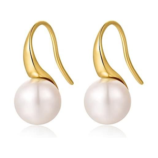 jiamiaoi orecchini con perle in oro orecchini donna argento orecchini a monachella orecchini perla pendenti da donna ragazze in argento sterling 925 orecchini di perle lunghi pendente. 