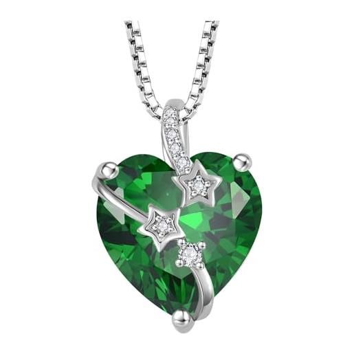Starchenie collane donna argento sterlina 925 cuore e delle stelle verde zirconi collane ciondolo gioielli regalo