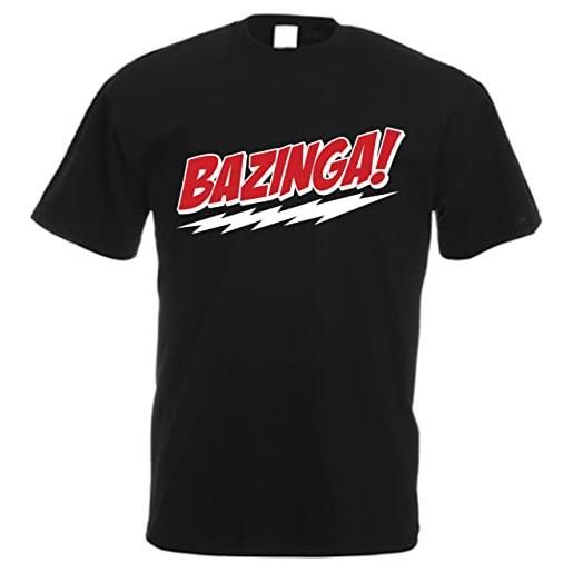 CHEIDEASTORE t-shirt sheldon bazinga filled uomo maglietta ispirata big bang theory (nero, large)