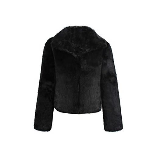 YuanDian donna autunno inverno casual tinta unita corto risvolto pelliccia sintetica giubbotto morbido caldo elegante ecologica finta pellicce ecopelliccia cappotti giacche nero 2xl