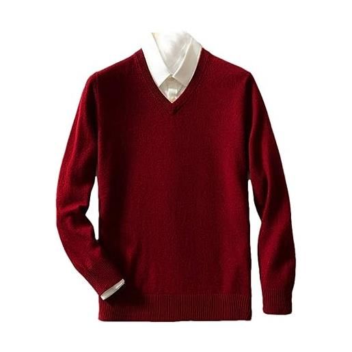 Suvoiier maglione da uomo pullover con scollo a v pullover invernale in cashmere maglione da uomo in lana standard lavorato a maglia red xxxl